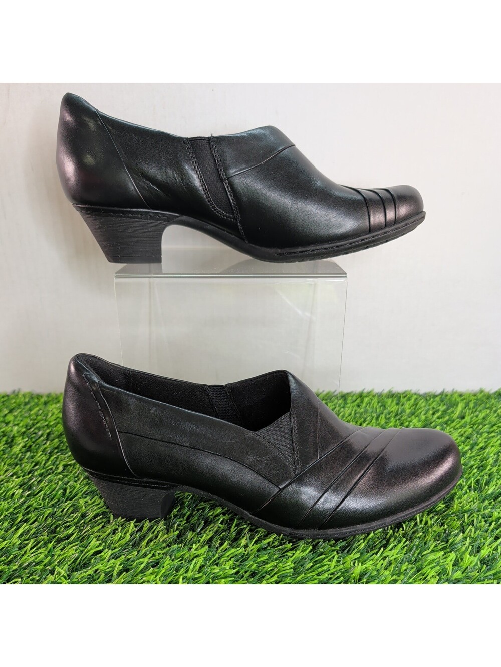 Rockport Cobb Hill Women's Abbott Black Leather Heeled Slip On  CH 3041  8.5 M
